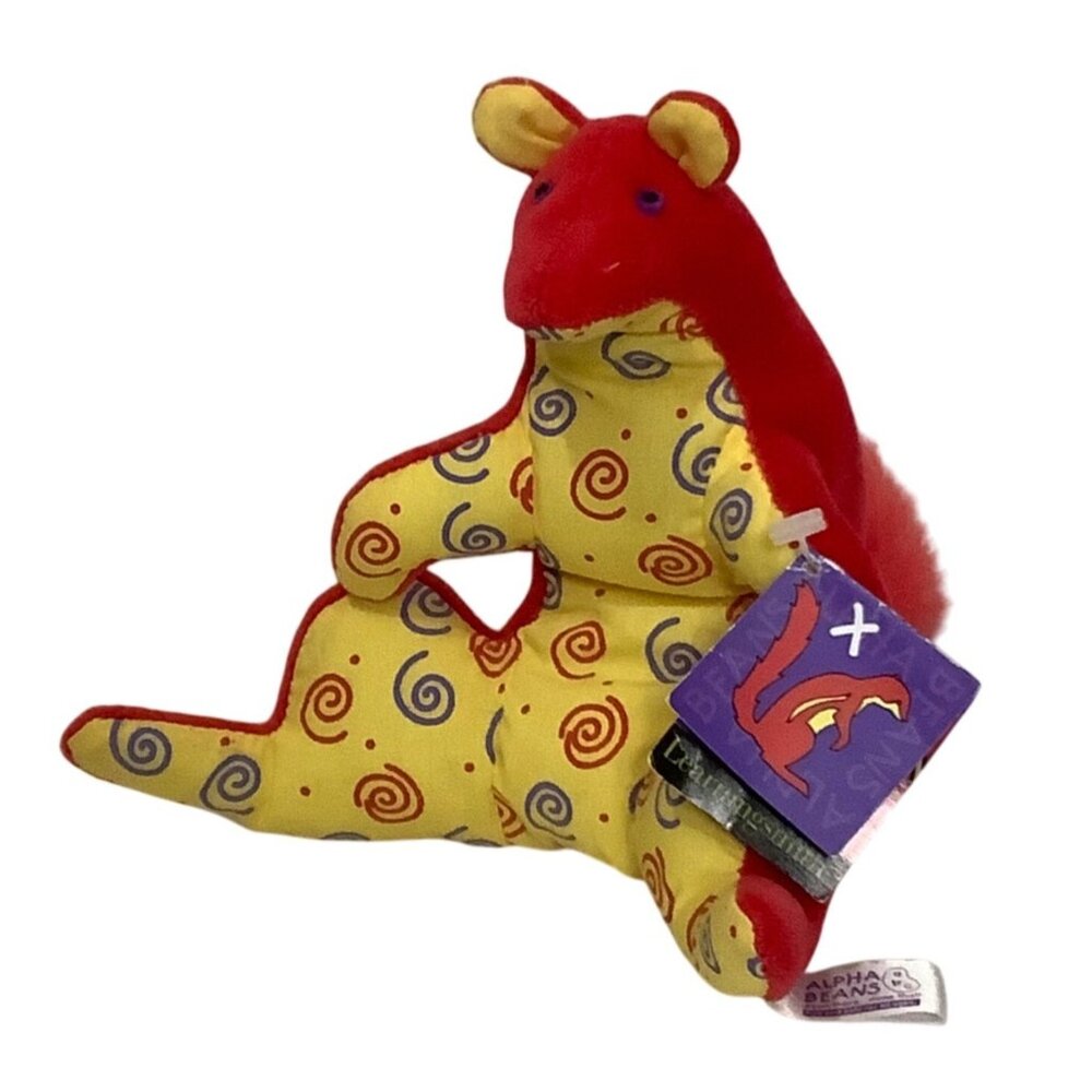 Vtg 1997 Alpha Beans Plush Toy Learning Smith Xerus Red Yellow‎ Swirl 7"